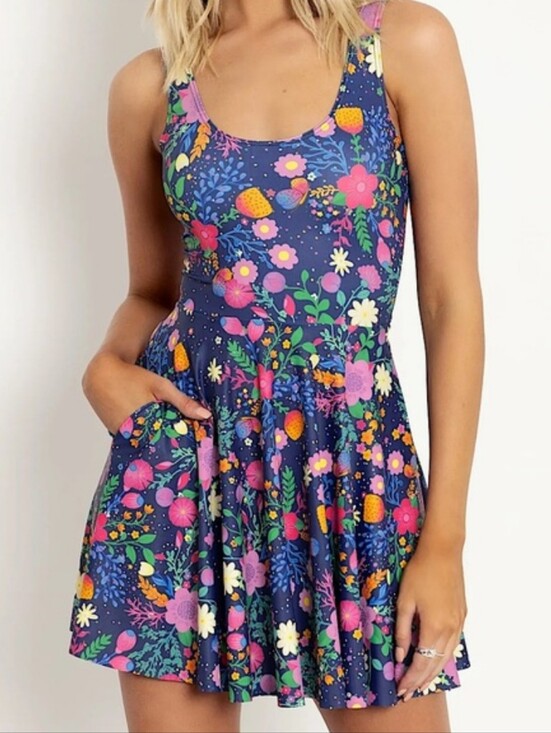 Blackmilk Dresses & Skirts - Blackmilk Unicorn's Garden Scoop Skater Floral Fairycore Mini Dress XXL